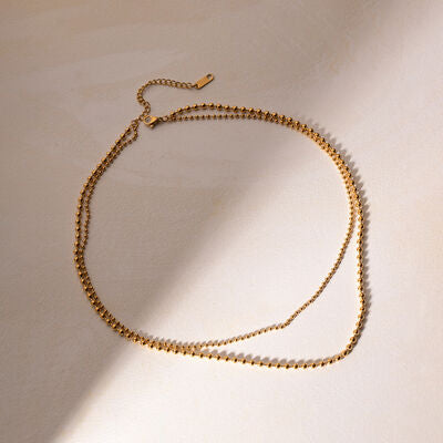 18K Gold-Plated Lobster Closure Bead Necklace