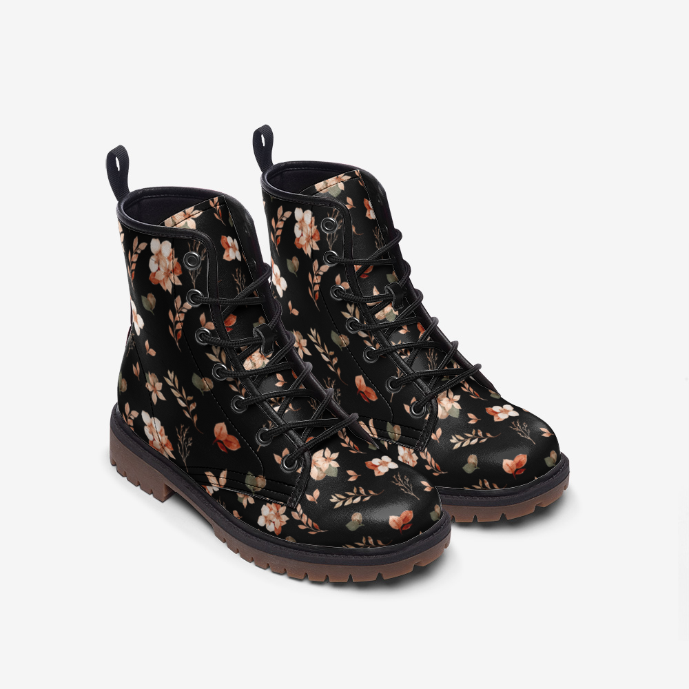 Fall Floral Leather Boots