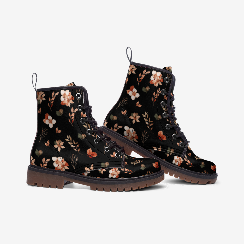 Fall Floral Leather Boots