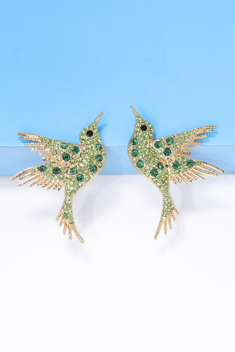 Bird Shape Zinc Alloy Frame Glass Stone Dangle Earrings